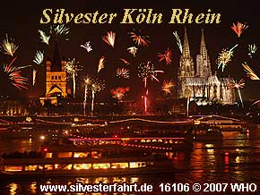 Silvester Kln am Rhein, Silvesterparty auf dem Schiff und Silvesterfeuerwerk
